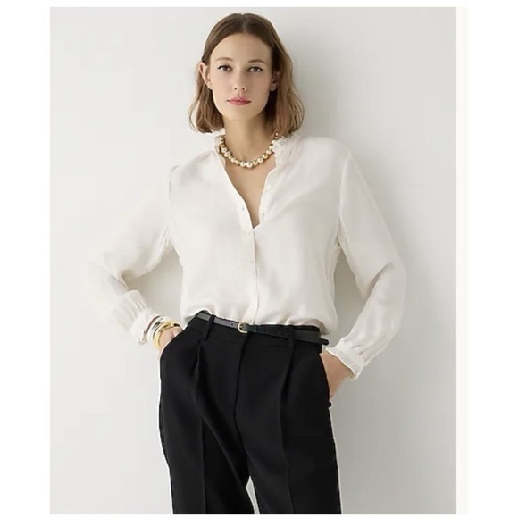 J. Crew Tops - JCREW Drapey ruffle-trim shirt